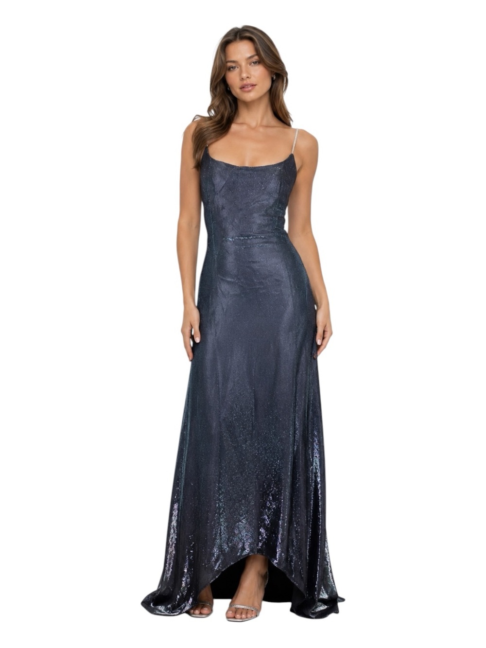 BETSY & ADAM by Jaslene -NWT Metallic Rhinestone Strap Formal Dress -Size 12